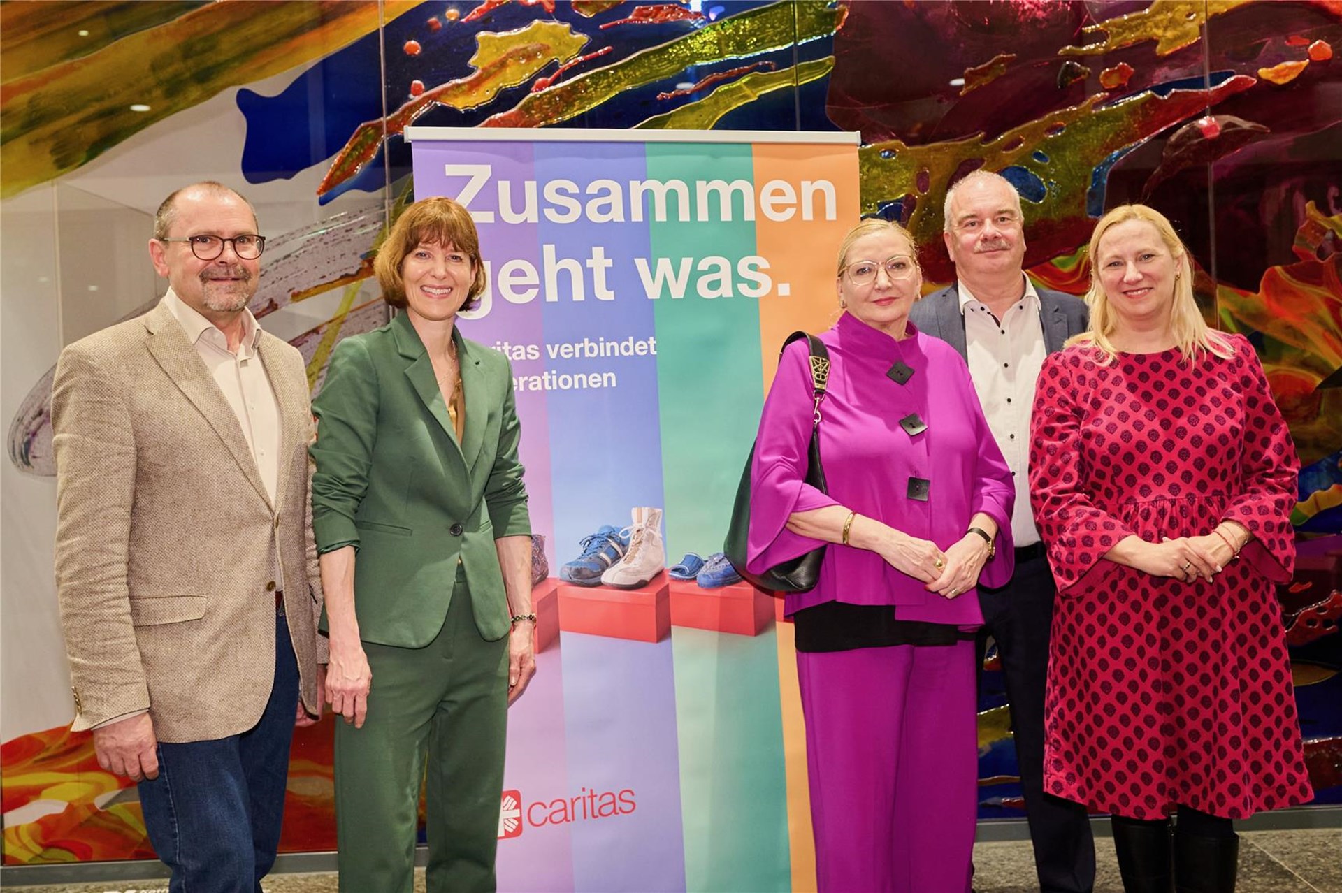 Jörg Klärner, Vorsitzender Hessen Caritas/ Staatsministerin Heike Hofmann/ Regina Freisberg Vorstand Hessen Caritas/ Dr. Markus Juch, Vorstand Hessen Caritas/ Staatsministerin Diana Stolz
